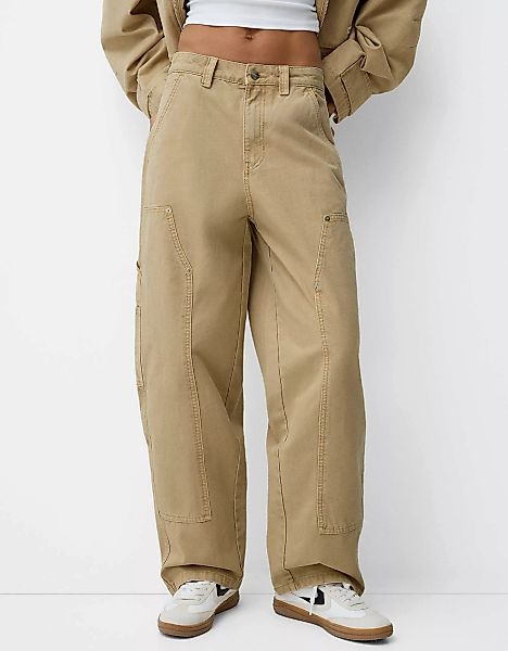 Bershka Hose Aus Baumwolle Im Workwear-Look Damen 38 Camel günstig online kaufen