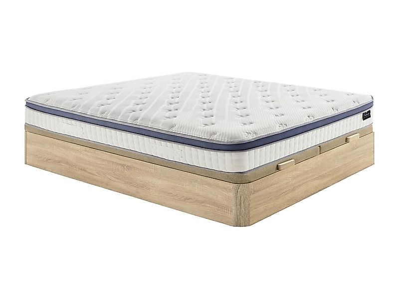 Bett-Set 180x200 cm - Bettkasten Natur hell + Hybrid-Matratze Taschenfederk günstig online kaufen