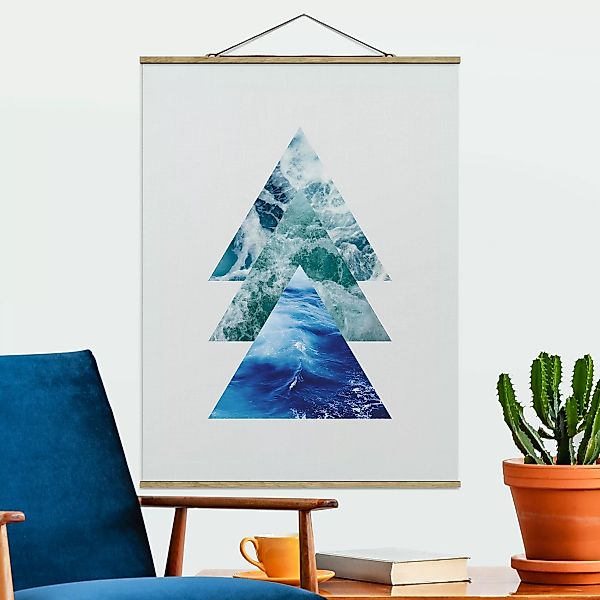 Stoffbild mit Posterleisten Ozean Dreiecke günstig online kaufen
