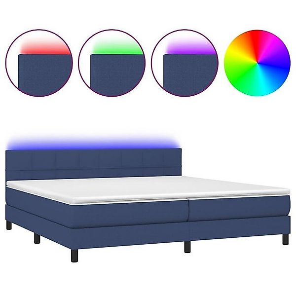 vidaXL Boxspringbett Boxspringbett mit Matratze LED Blau 200x200 cm Stoff B günstig online kaufen