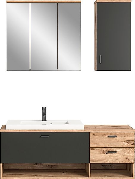 welltime Badmöbel-Set »Dolo, 3 teilig, inklusive Mineralguss-Waschbecken, b günstig online kaufen