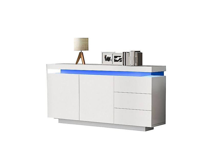 MODFU Anrichte Anrichte Schubladenkommode Kommode (hochglanz mit LED inkl., günstig online kaufen