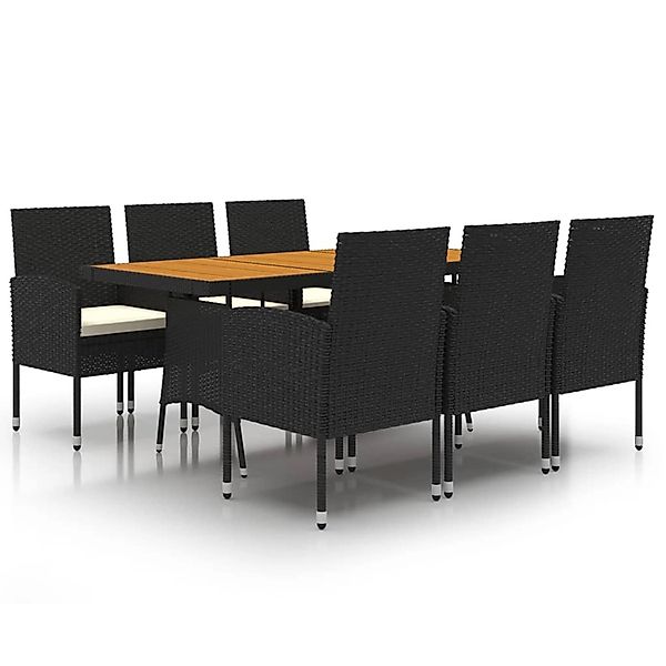vidaXL 7-Tlg Garten-Essgruppe Poly Rattan Schwarz 3120108 günstig online kaufen