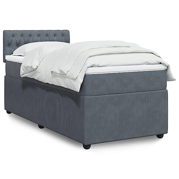 vidaXL Boxspringbett mit Matratze Dunkelgrau 100x200 cm Samt 3289969 günstig online kaufen