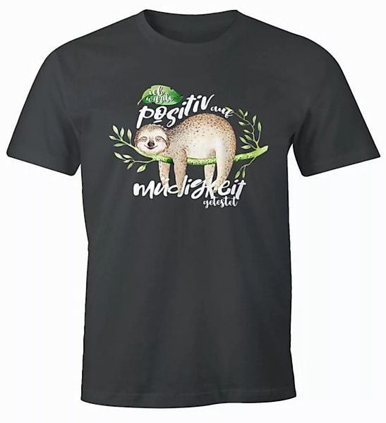 MoonWorks Print-Shirt Herren T-Shirt Faultier Ich wurde positiv auf Müdigke günstig online kaufen