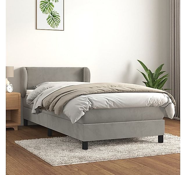 vidaXL Boxspringbett Boxspringbett mit Matratze Hellgrau 90x200 cm Samt Bet günstig online kaufen