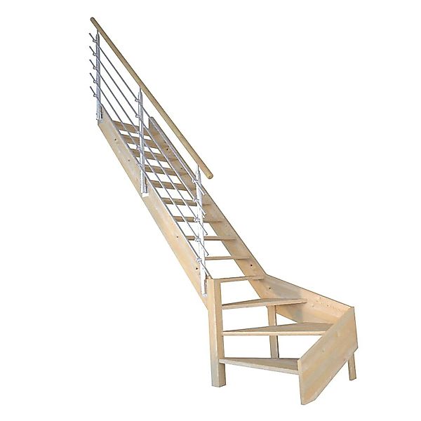 StarWood Treppe Korfu Fichte Gewendelt L Design-Geländer-Edelstahl günstig online kaufen