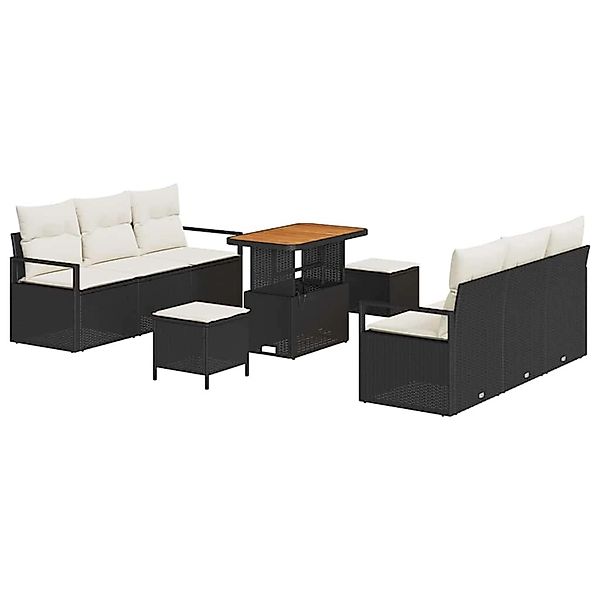 vidaXL Garten-Sofa-Set mit Speicher 9-Tlg Schwarz Poly Rattan 3364430 günstig online kaufen