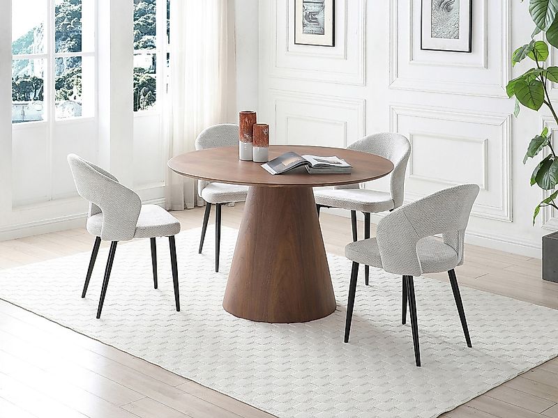 Esstisch rund - 4 Personen - MDF - Holzfarben dunkel - ANTALIZA günstig online kaufen