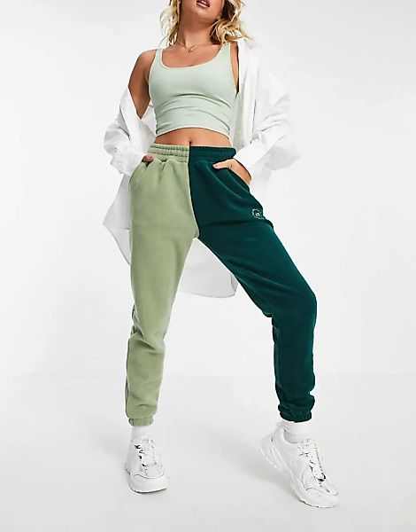 Topshop – Fleece-Jogginghose im Blockfarbendesign in Grün, Kombiteil günstig online kaufen
