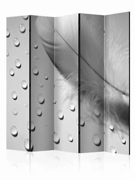 artgeist Paravent White Feather II [Room Dividers] grau/weiß Gr. 225 x 172 günstig online kaufen
