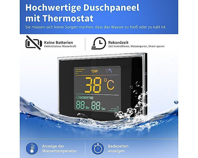 Eumaty Duschsystem Duschpaneel mit Thermostat Regendusche Massagedusche Ede günstig online kaufen