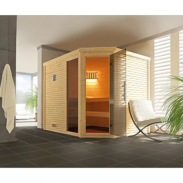 Weka Sauna Cubilis Gr.3, Glastür Graphit mit Fenster günstig online kaufen