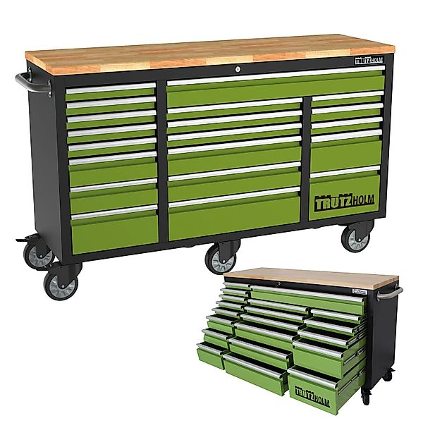 TRUTZHOLM Werkstattwagen Deluxe XXL Unbestückt 160x91 cm 20 Schubladen Grün günstig online kaufen