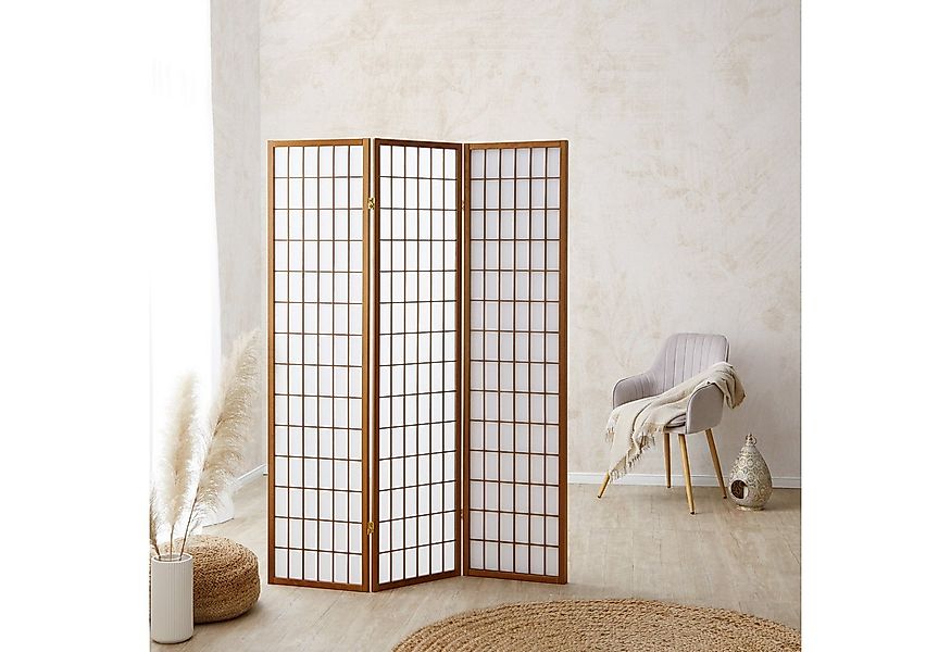 Homestyle4u Paravent Raumteiler Trennwand Shoji Holz Braun Indoor Sichtschu günstig online kaufen