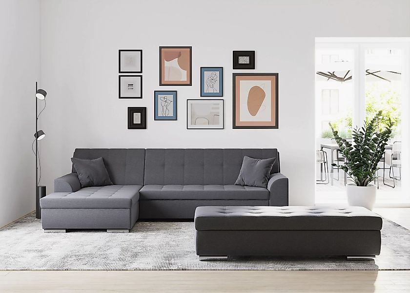 DOMO collection Ecksofa Treviso, wahlweise mit Bettfunktion, incl. Zierkiss günstig online kaufen