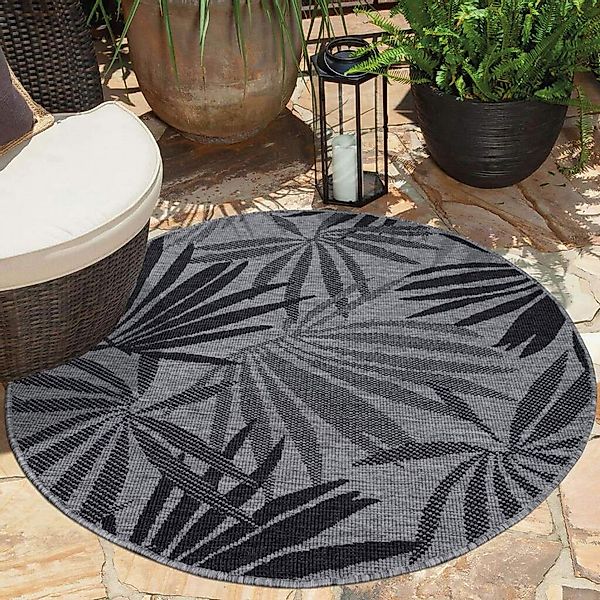 Carpet City Outdoorteppich "DUO RUG 5771" rund 5 mm Höhe Wendeteppich Wette günstig online kaufen