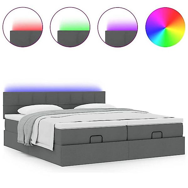 vidaXL Bett Ottoman-Bett mit Matratzen & LEDs Dunkelgrau 180x200 cm Stoff günstig online kaufen