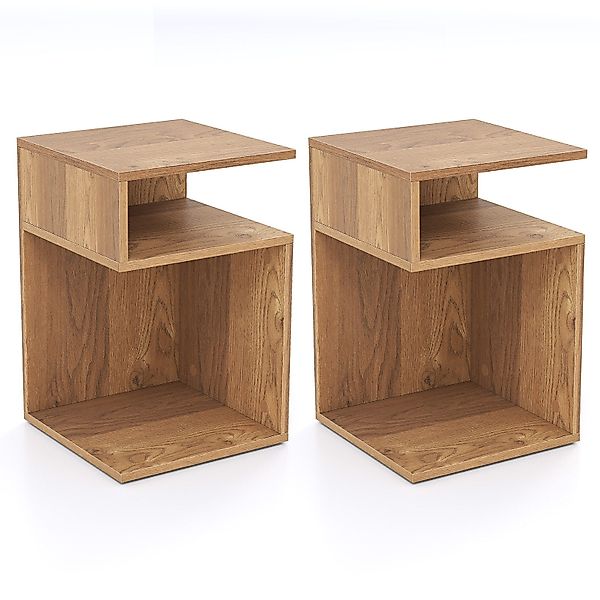 COSTWAY Beistelltisch (2-St), Holz, 3 Ebenen günstig online kaufen