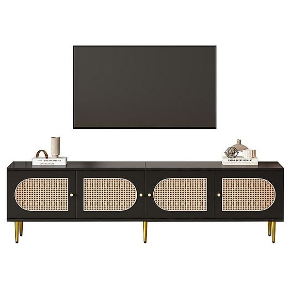 HAUSS SPOLE TV-Schrank 180x40x50cm, mit 4 Rattantüren für bis zu 80 Zoll Fe günstig online kaufen