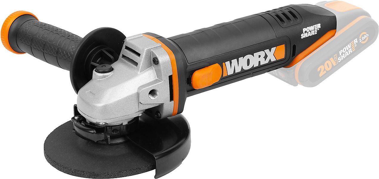 Worx Akku-Winkelschleifer WX803.9, 125 mm Scheiben, günstig online kaufen