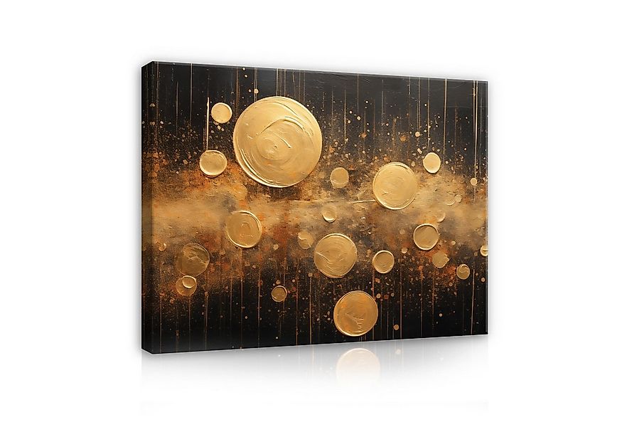 Wallarena Leinwandbild Abstrakt Gold Schwarz Glamour Wandbilder XXL Wand De günstig online kaufen