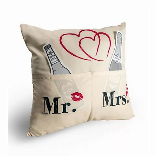 HTI-Living Kissen mit Taschen Mr.   Mrs. 43x43cm beige Gr. 43 x 43 günstig online kaufen