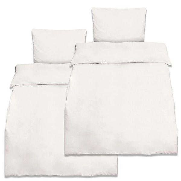 Beautissu Julie Bettbezug 155x220cm + Kissenbezug 80x80cm Weiß Renforcé 4tl günstig online kaufen