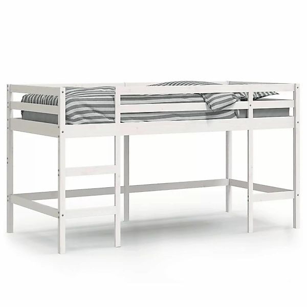 vidaXL Kinderhochbett mit Leiter Weiß 90x200 cm Massivholz Kiefer1909758 günstig online kaufen
