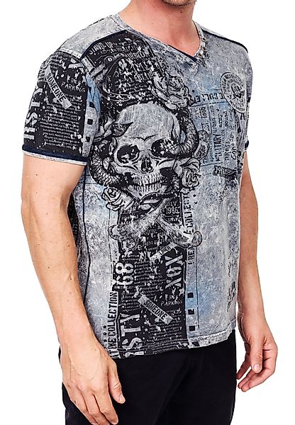R-NEAL T-Shirt Designer Herren T-Shirt Verwaschen günstig online kaufen