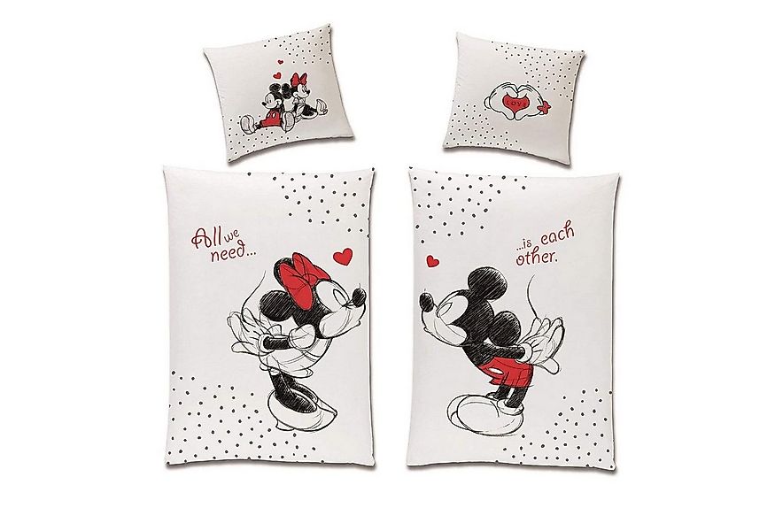 Familando Partnerbettwäsche Mickey & Minnie Mouse "In Love" 135x200 80x80 c günstig online kaufen