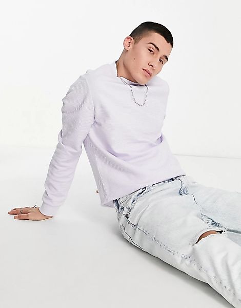 ASOS DESIGN – Geripptes Sweatshirt in Lila günstig online kaufen