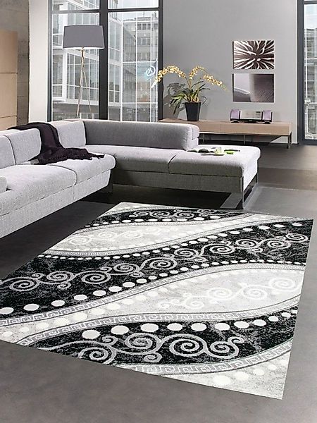 Carpetia Teppich Teppich modern Ornamente mit Glitzer Grau Schwarz Creme, r günstig online kaufen