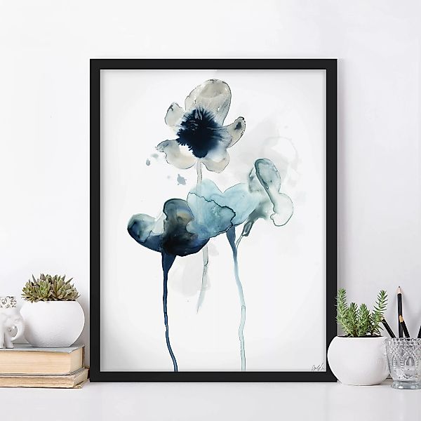 Bild mit Rahmen Kunstdruck - Hochformat Mitternachtsblüten II günstig online kaufen