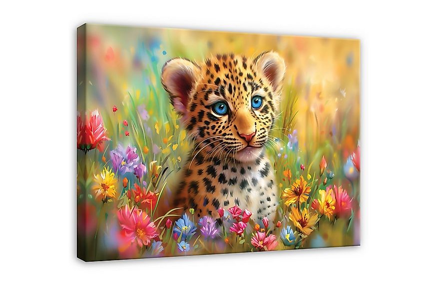 Wallarena Leinwandbild Kinderzimmer Tiger Blumen Orange Wandbild Wand Deko günstig online kaufen