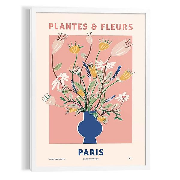 Wandbild BLUE VASE Modern Frame White ca. 50x70 cm MFW90643 günstig online kaufen