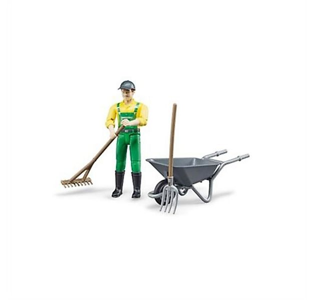 Bruder® Spielfigur Landwirt mit Zubehör, mit Schubkarre, Heugabel und Reche günstig online kaufen