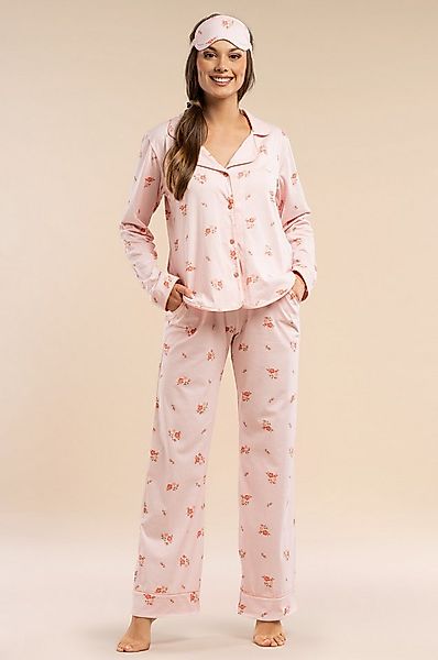 Mademoiselle Sommeil Pyjama Schlafanzug langarm in Rosa mit Blumenprint (2 günstig online kaufen