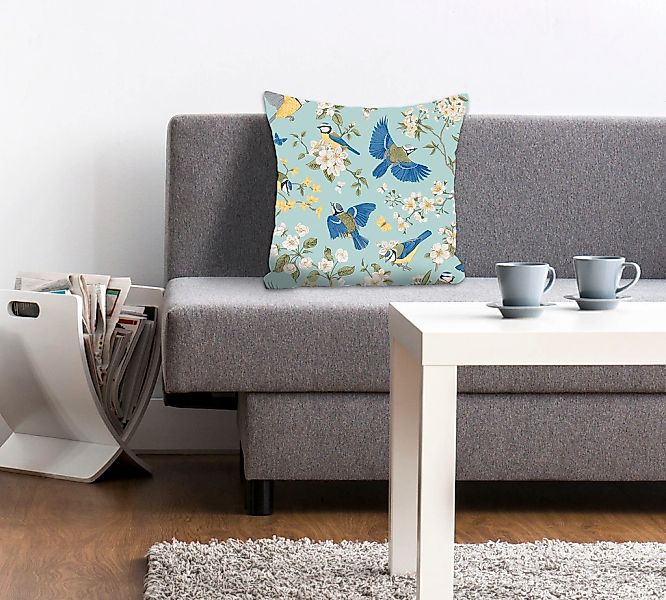 queence Dekokissen "Astrid" mit blauen Kolibris günstig online kaufen