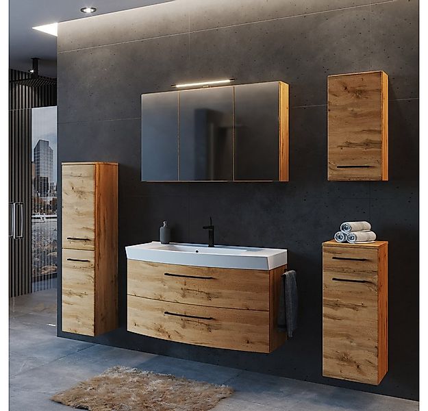 Lomadox Badmöbel-Set MORISSON-03, (Spar-Set, 5-St), Wotan Eiche Nb. mit 100 günstig online kaufen