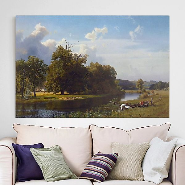 Leinwandbild Kunstdruck - Querformat Albert Bierstadt - Flusslandschaft günstig online kaufen
