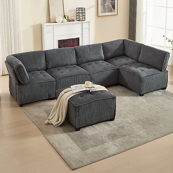 Odikalo Big-Sofa Lounge Schlafsofa 6-Sitzer-Sofa U/L-Form günstig online kaufen