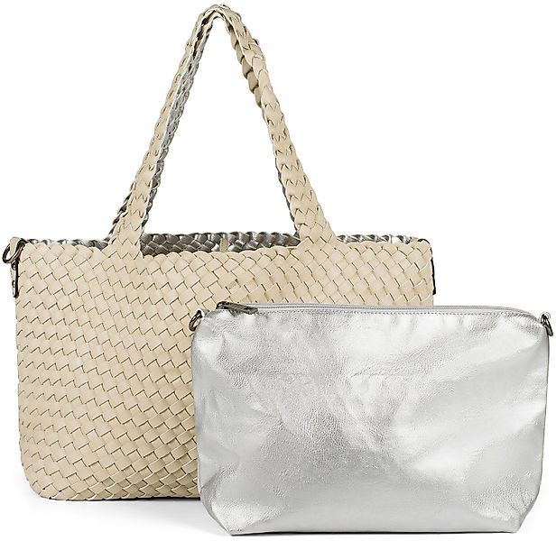 styleBREAKER Schultertasche Große XXL Wendetasche geflochten günstig online kaufen