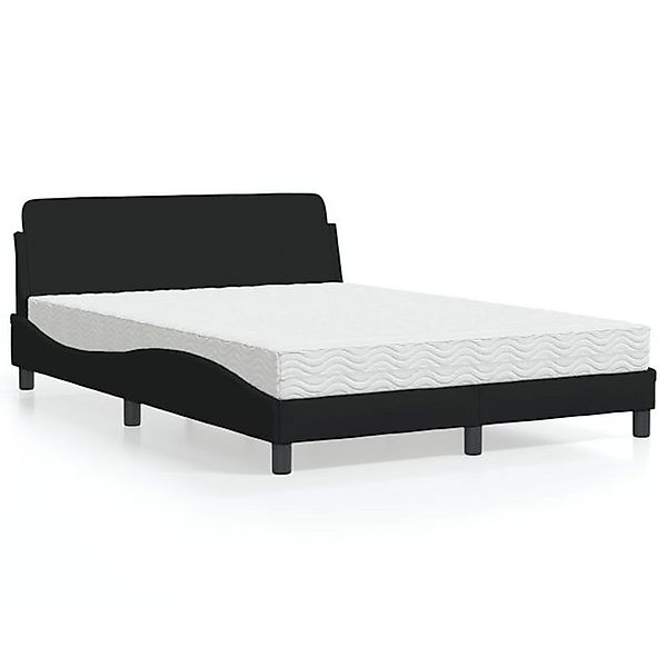 vidaXL Bettgestell Bett mit Matratze Schwarz 140x200 cm Stoff Bett Bettgest günstig online kaufen