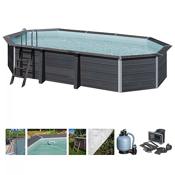 Gre Composite Pool Avantgarde Oval 664 cm x 386 cm x 124 cm m. Beleuchtung günstig online kaufen