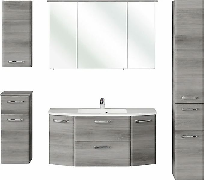 Saphir Badmöbel-Set »Quickset 5-teilig, Mineralmarmor-Waschtisch und LED-Sp günstig online kaufen