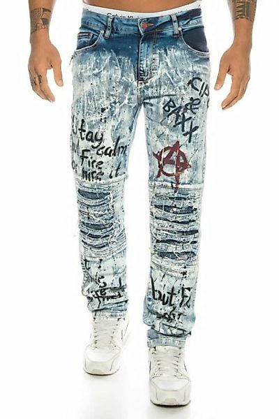 Cipo & Baxx Slim-fit-Jeans Herren Jeans Hose mit coolen Graffiti Punk Print günstig online kaufen