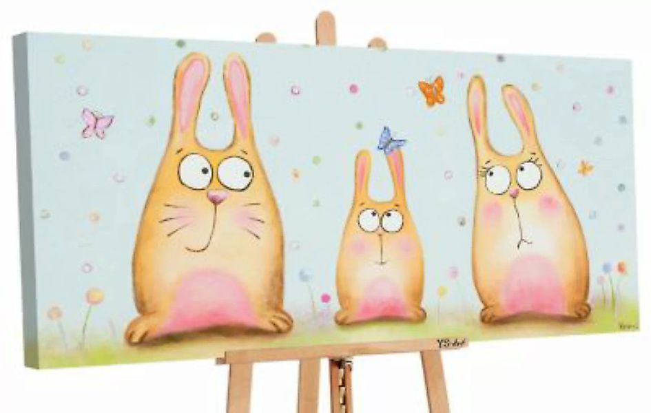 YS-Art™ "Gemälde Acryl  ""Familie"" handgemalt auf Leinwand 120x60 cm" rosa günstig online kaufen