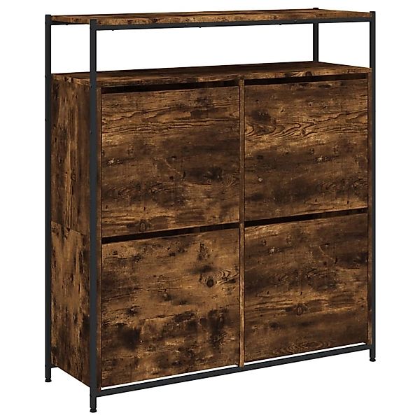 vidaXL Schuhschrank mit 4 Klappen Räuchereiche 100x34x112 cm 3214415 günstig online kaufen