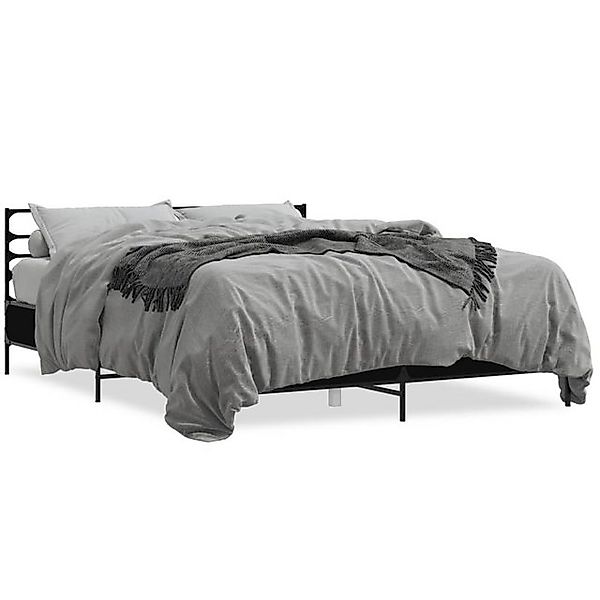vidaXL Bettgestell, Bettrahmen Schwarz 160x200 cm Holzwerkstoff und Metall günstig online kaufen